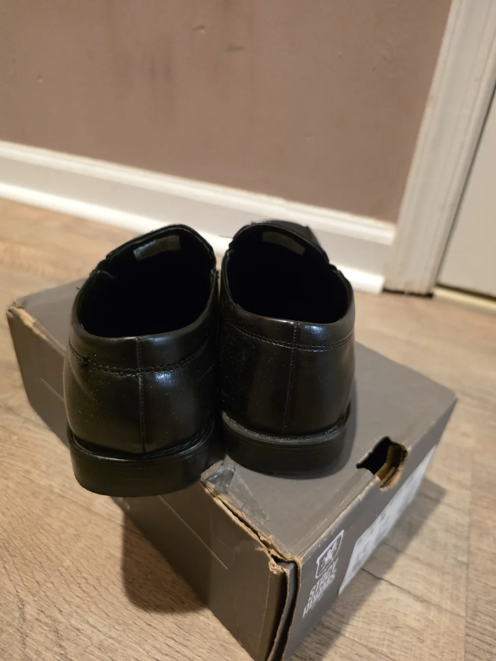 Stacy Adams Black Leather Slip-On Square-Toe Kids Dress Shoes